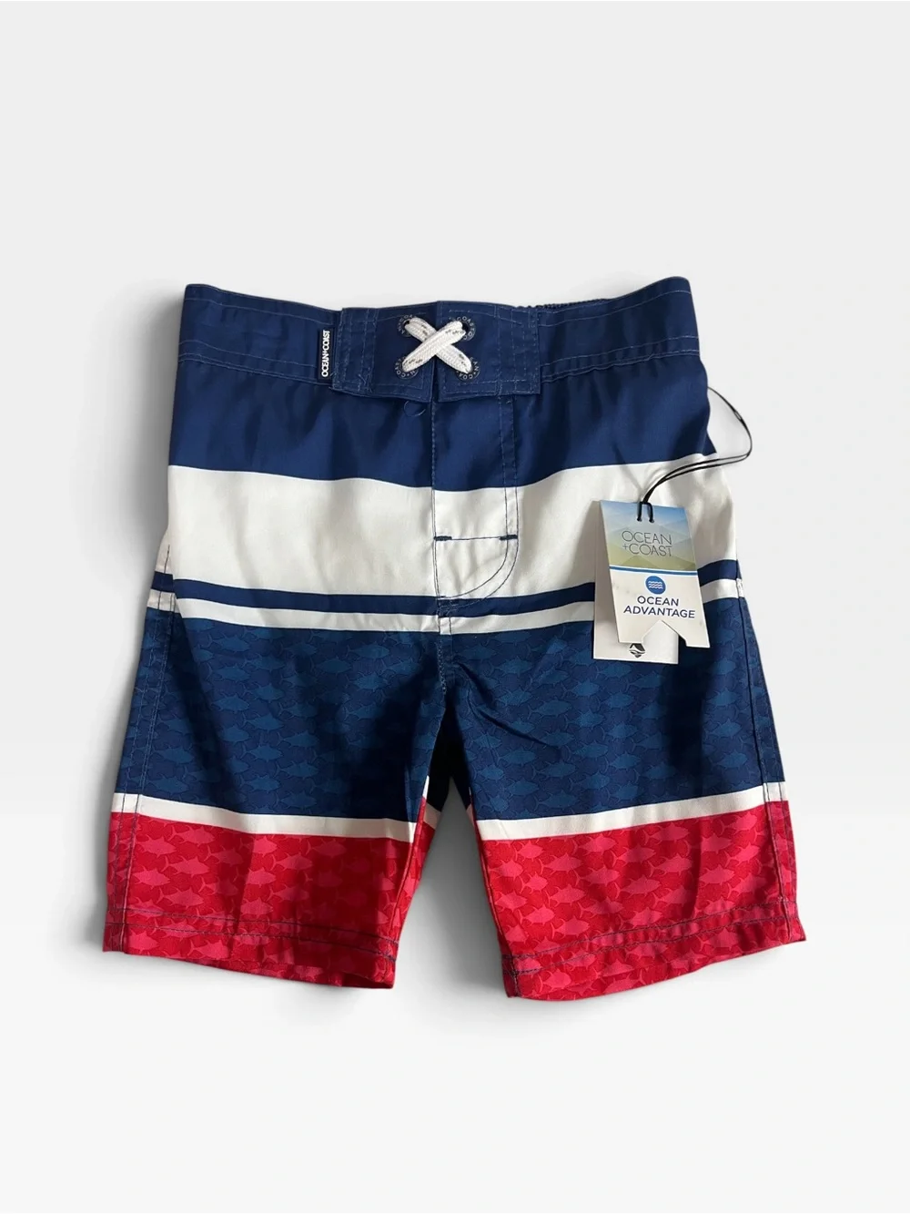 Brand New- Ocean+Coast Boys Red/Blue/White Tuna Swim Trunks